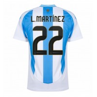 Camisa de Futebol Argentina Lautaro Martinez #22 Equipamento Principal Copa America 2024 Manga Curta